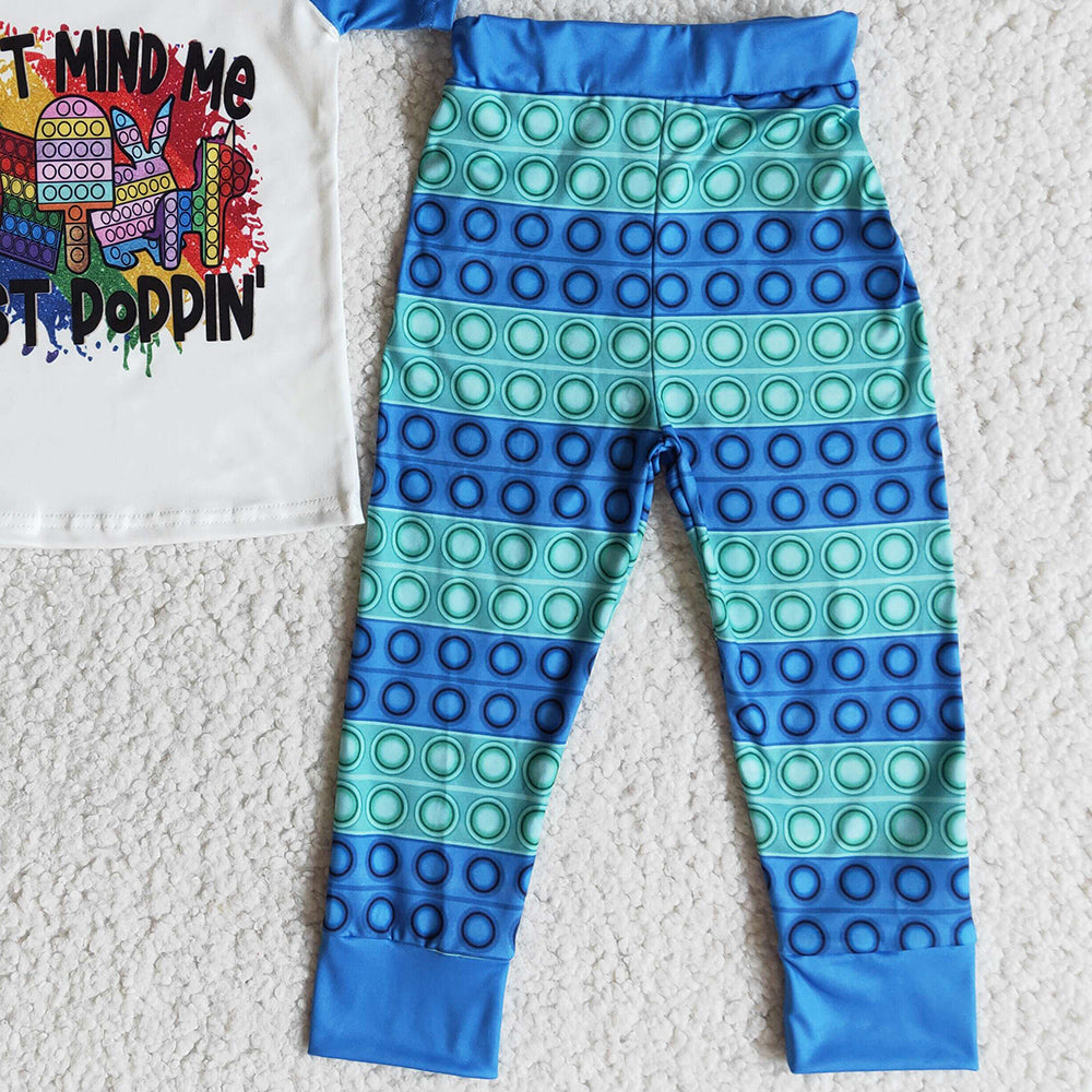 Fashion Kids Clothes Boys Outfits Just Popping Boys Clothing Short Sleeve Pants Sets E10-29