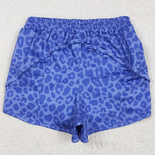 Adult Women Shorts Blue Leopard Yoga Summer Shorts SS0470 5.8