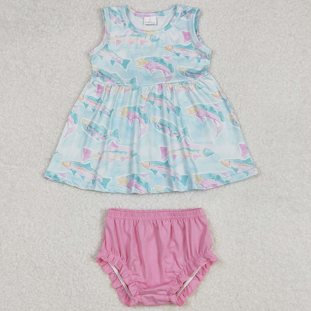 Baby Girls Clothes Blue Shark Tunic Top Bummies Clothes Sets GBO0464 3.1