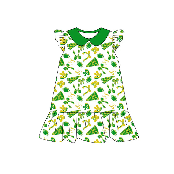 Preorder (moq 5)Baby Girls Light Green flutter sleeve Team Knee Length Dresses 8.1
