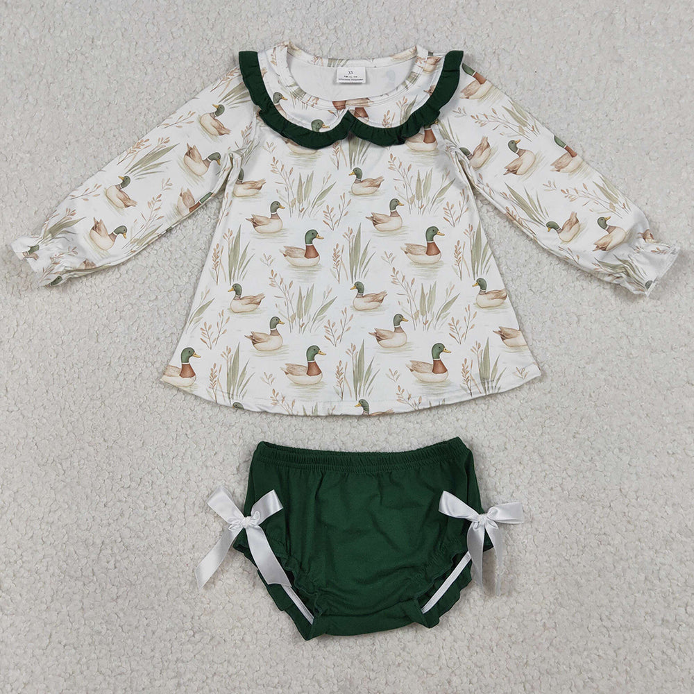 Baby Girls Clothes Ducks Collar Tunic Ruffle Bows Bummies Hunting Clothes Sets GBO0482 1.5