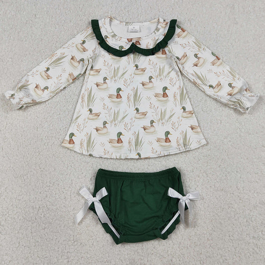 Baby Girls Clothes Ducks Collar Tunic Ruffle Bows Bummies Hunting Clothes Sets GBO0482 1.5