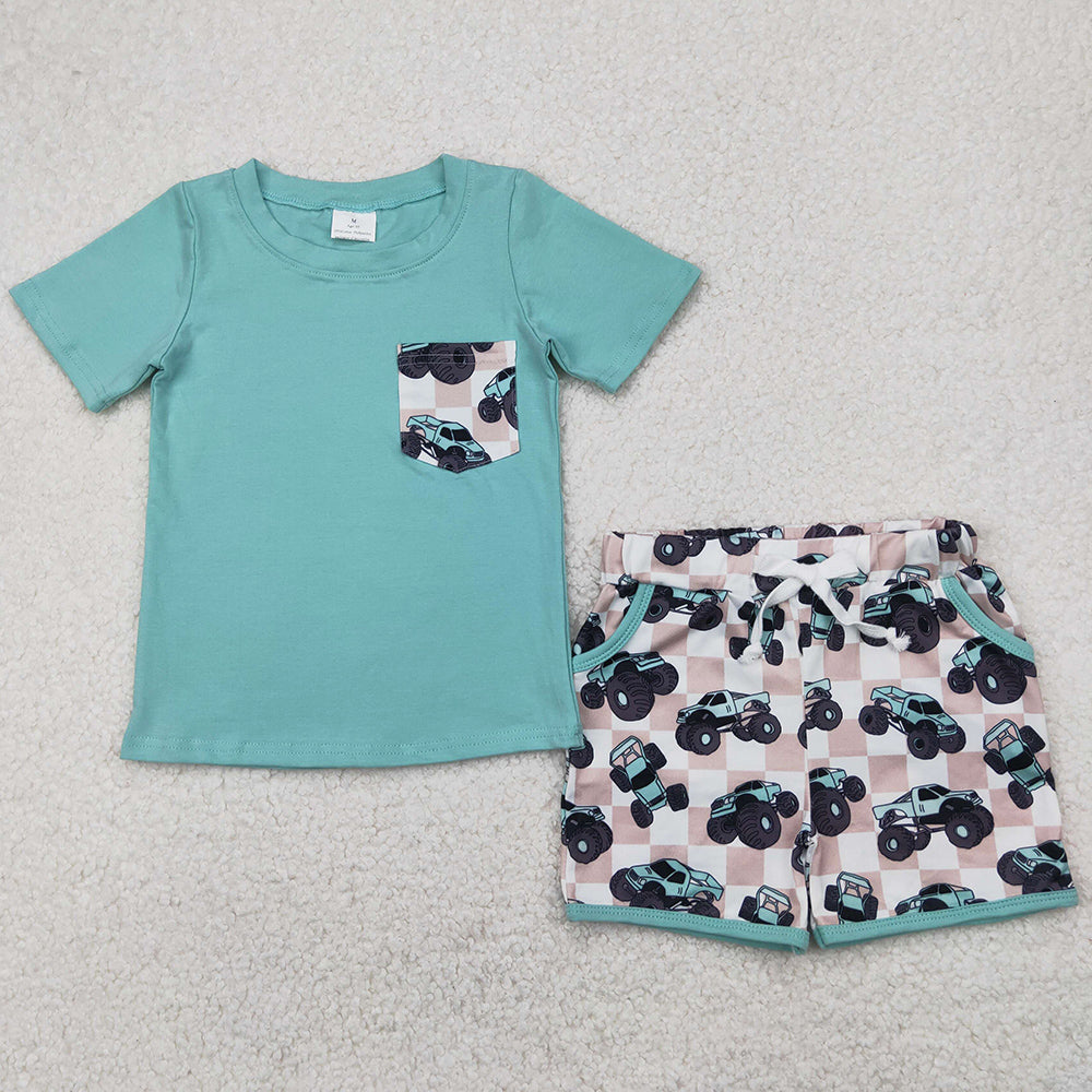 Baby Boys Clothes Short Sleeve Top Trucks Shorts Sets BSSO1316