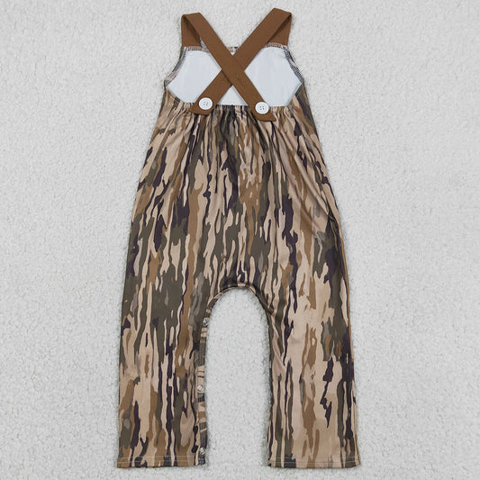 Baby Boys Rompers Embroidery Deer Strap Southern Olive Camo Pocket Hunting Pant Jumpsuits SR4048