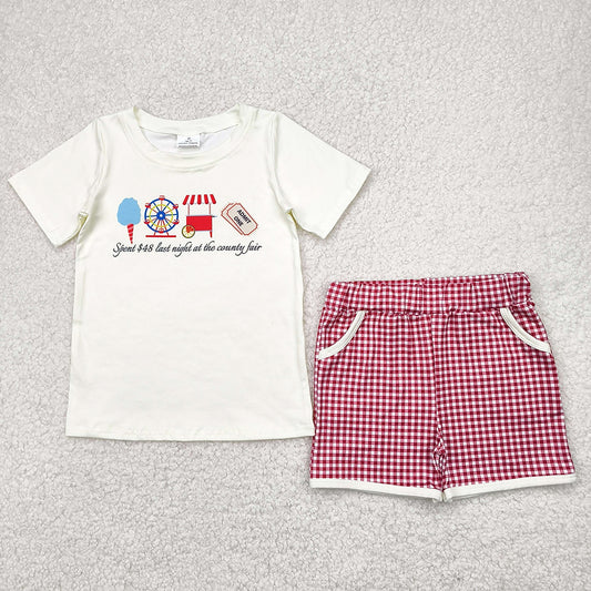 Baby Boys Clothes Ice Cream Store Top Red Plaid Pockets Shorts Sets BSSO1468 4.21