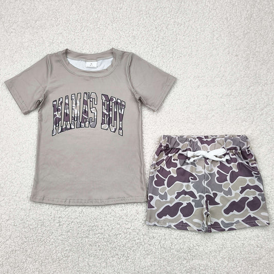 Baby Boys Clothes Summer Mama's Boy Tops Camo Shorts Sets BSSO1346 4.21