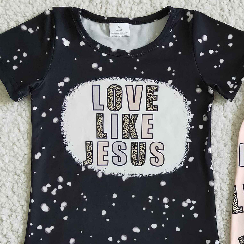 Fashion Kids Clothes Girls Boutique Outfits Love Like Jesus Baby Girls Clothes Set GSPO0037