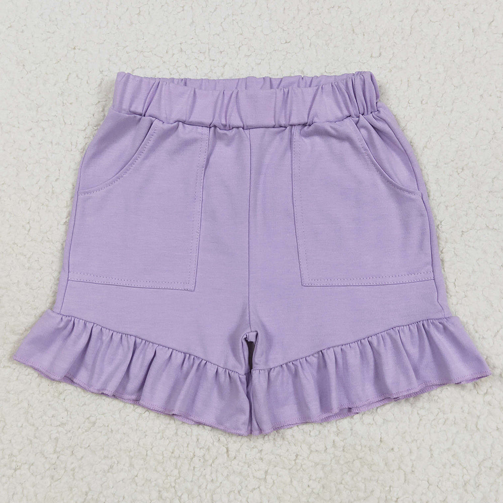 Baby Girls Shorts Lavender Pockets Summer Cotton Ruffle Short Bottoms SS0561 6.6