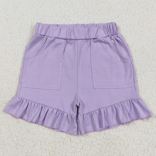 Baby Girls Shorts Lavender Pockets Summer Cotton Ruffle Short Bottoms SS0561 6.6
