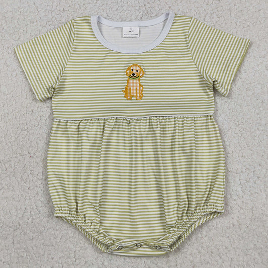 Baby Boys Rompers Embroidery Dogs Short Sleeve Stripe Hunting Rompers SR4140