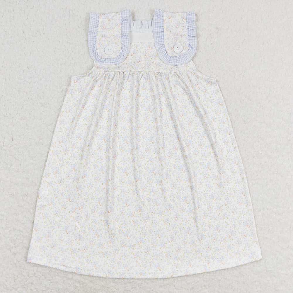 Baby Girls Dress Blue Small Flowers Knee Length Dresses GSD1046