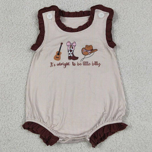 Baby Girls Rompers Sleeveless Boot Hats Guitar Western Ruffle Rompers SR3336