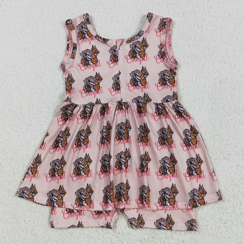 Baby Girls Jumpsuits Pink Sleeveless Horses Rodeos Cowgirl Jumpsuits SR3072 5.1