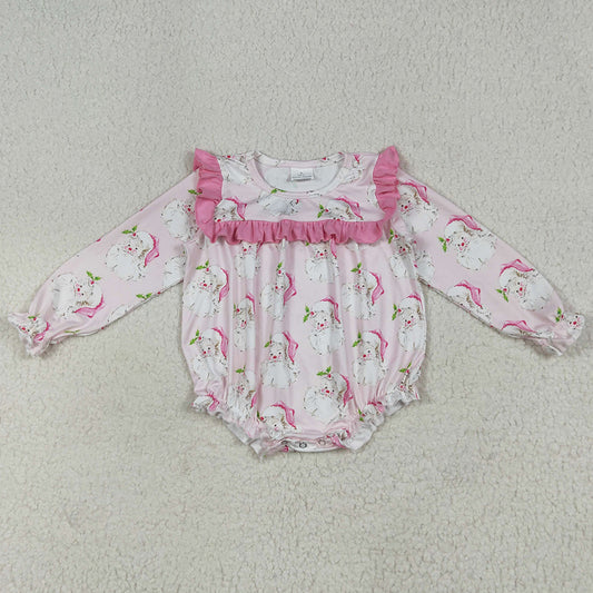 Baby Girls Rompers Christmas Pink Santa Claus Ruffle Rompers LR2208 7.7
