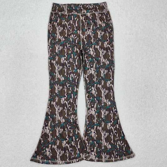Adult Women Pants Bottomland Camo Tree Bottom Bell Pants P0719