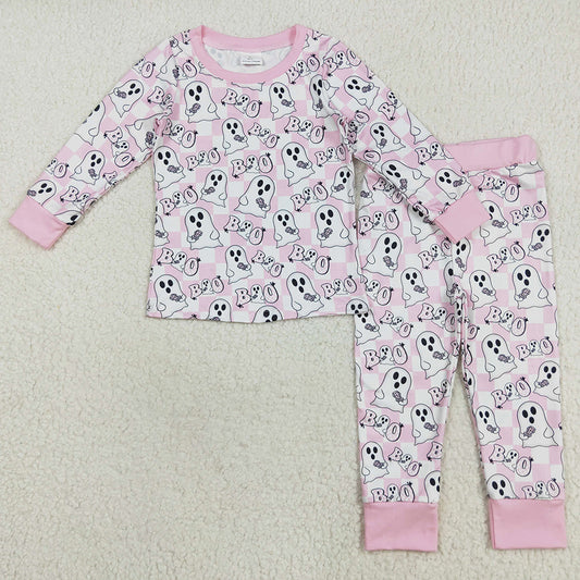 Baby Girls Pajamas Pink Halloween Ghost BOO Top Pant Pajamas Sets GLP2433 8.6