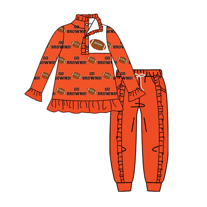 preorder(moq 5) orange go football pullover pants girls team outfits 8.28