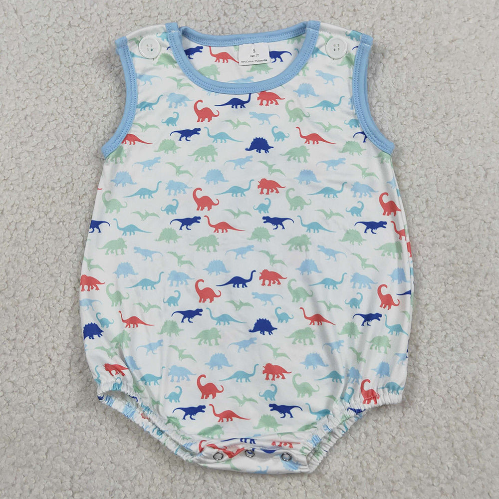 Baby Boys Rompers Sleeveless Dinosaurs Plaid Rompers SR4096