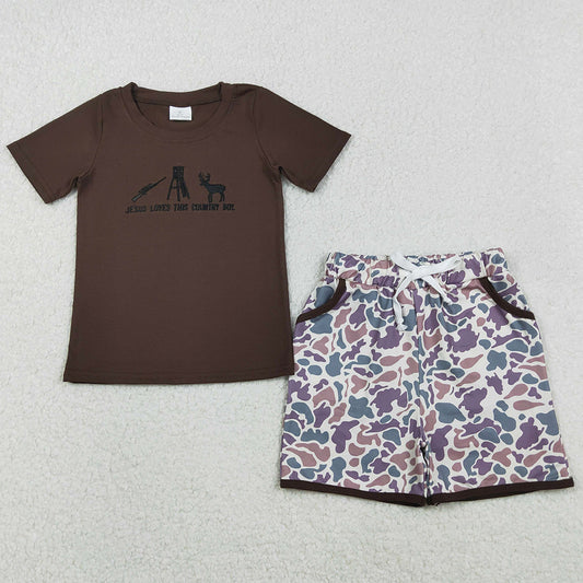 Boutique Baby Boys Embroidery Love This Country Boy Deer Camo Pockets Shorts Hunting Clothes Sets BSSO1562 11.6