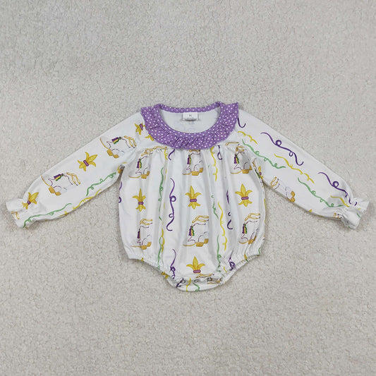 Baby Infant Girls Rompers Mardigras Anchors Boots Stripe Ruffle Rompers LR2042 10.2