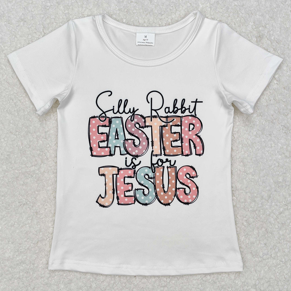 Baby Girls Clothes Top Rabbit Easter Jesus Short Sleeve Tee Shirts Tops GT0898