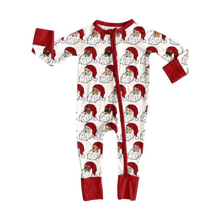 Preorder(moq 5)Baby Girls Red Santa Plaid Zipper Pant Rompers 7.26