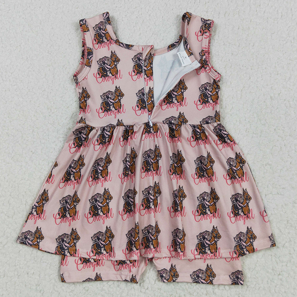 Baby Girls Jumpsuits Pink Sleeveless Horses Rodeos Cowgirl Jumpsuits SR3072 5.1