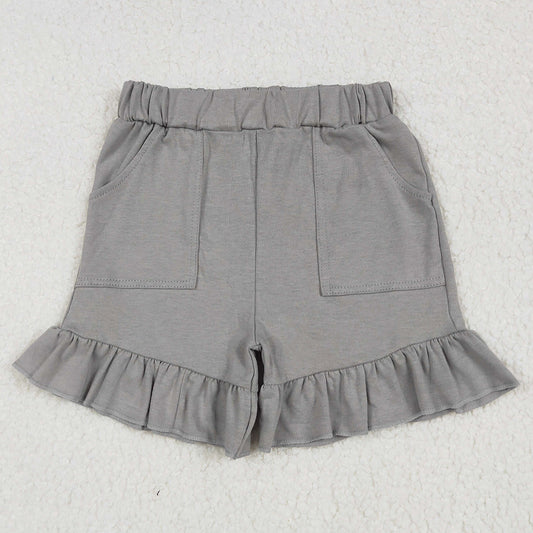 Baby Girls Shorts Grey Pockets Summer Cotton Ruffle Short Bottoms SS0563 6.6