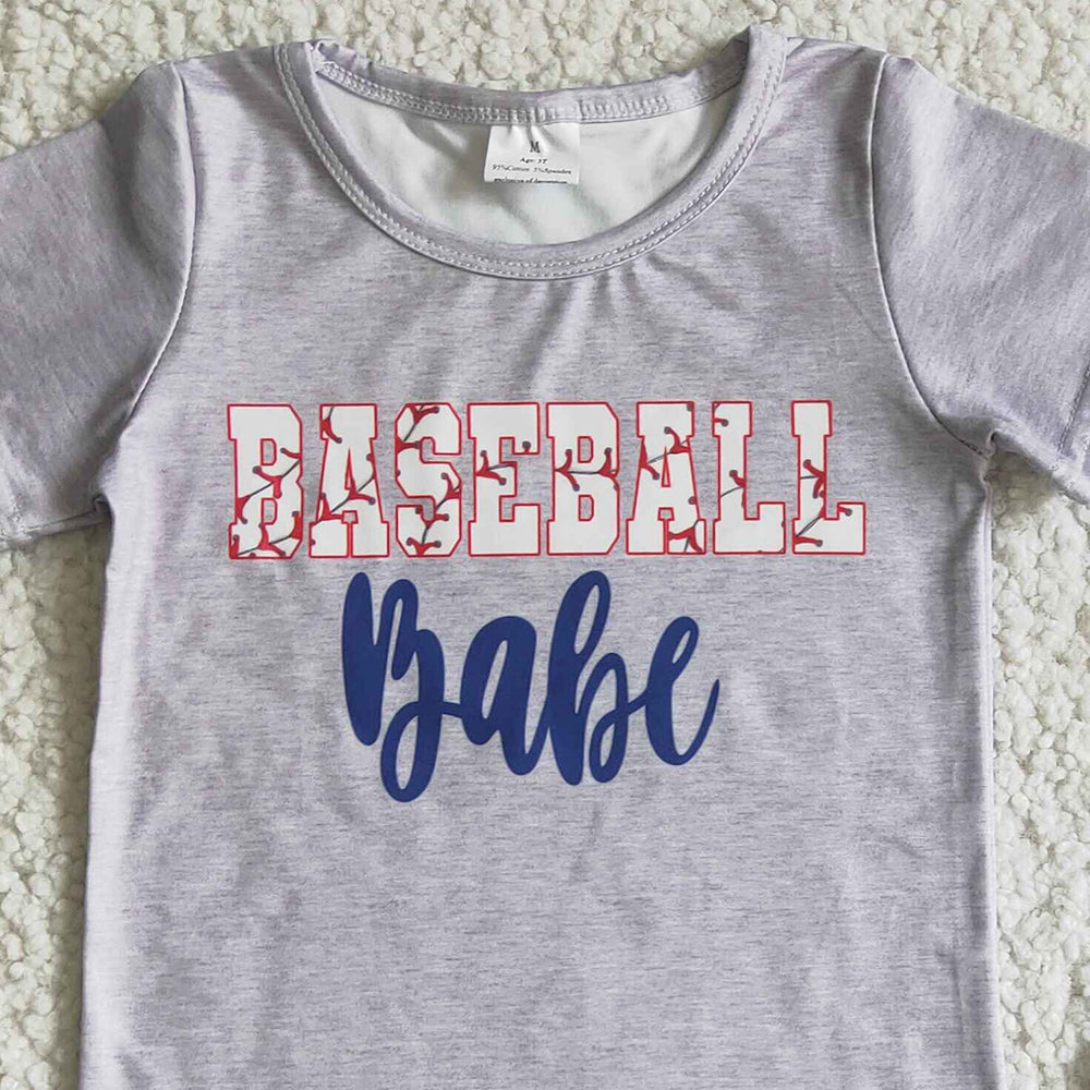 Fashion Baby Girls Clothes Set Baseball Girls Summer Clothes Short Sleeve Ruffle Shorts Set GSSO0018