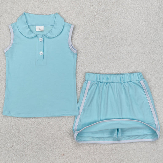 Baby Girls Clothes Aqua Pullover Top Sports Shorts Clothes Sets GSD1973 3.10