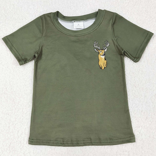 Baby Boys Clothes Shirts Green Deer Camo Short Sleeve Tee Shirts Tops BT1148