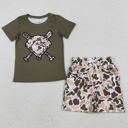Baby Boys Clothes Deer Dogs Ducks Camo Baseball Top Pockets Shorts Team Clothes Sets BSSO1592 12.3