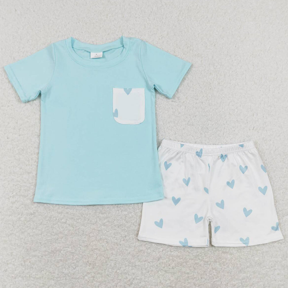 Blue Love Heart Baby Boys Clothes Outfits BSSO0413