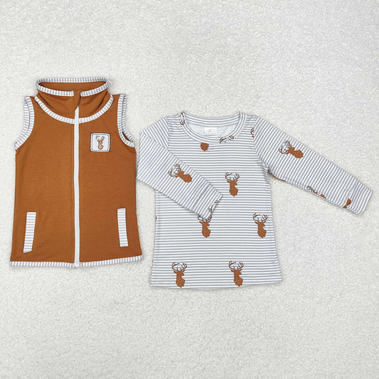 Baby Boys Clothes Deer Hunting Tops Vest 2pcs Sets BT0858
