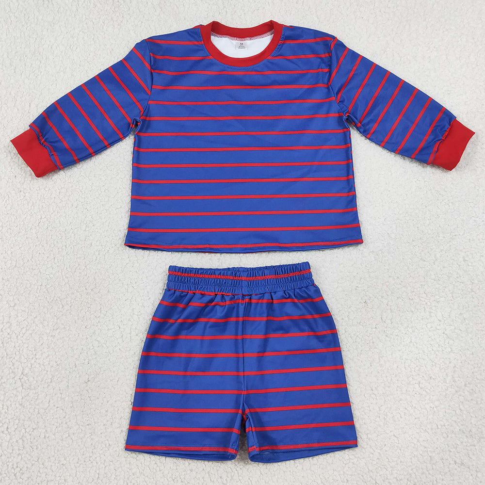 Baby Girls Clothes Red Purple Stripe Shirt Top Short Yoga Active Clothes Set GLS0157