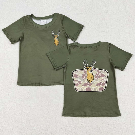 Baby Boys Clothes Shirts Green Deer Camo Short Sleeve Tee Shirts Tops BT1148