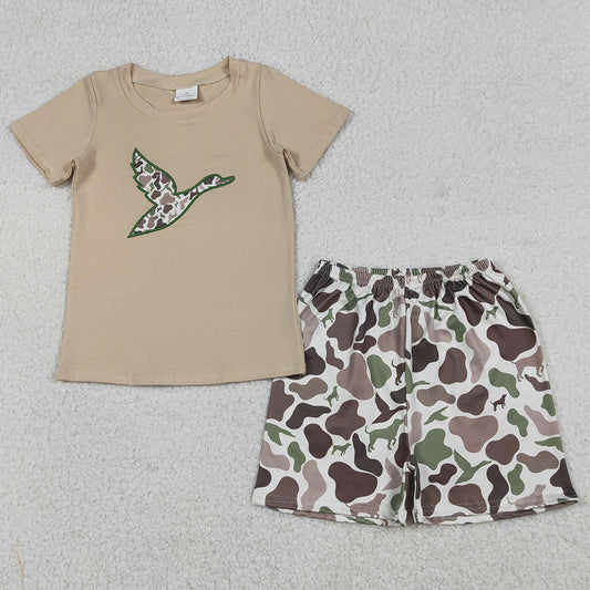 Baby Boys Clothes Embroidery Camo Ducks Top Shorts Hunting Clothes Sets BSSO1646 12.27