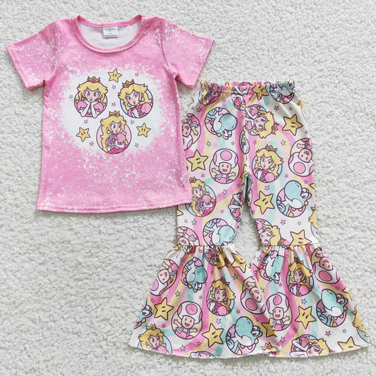 Boutique Baby Girls Clothes Pink Bell Bottom Pants Sets GSPO0651
