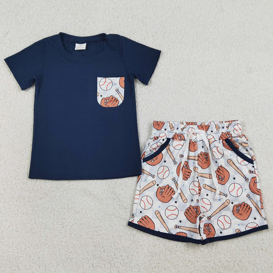 Baby Boys Clothes Navy Shirts Top Baseballs Pockets Shorts Team Clothes Sets BSSO1669 1.8