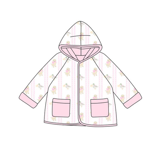 Preorder(moq 5) Baby Girls Hearts Ducks Dogs Pockets Zipper Hoodie Valentine Jackets Top 10.9