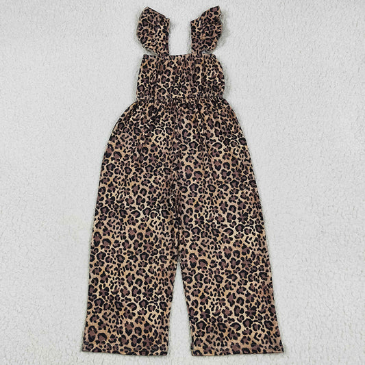 Baby Girls Jumpsuits Flutter Sleeves Leopard Bell Jumpsuits SR3054 5.23