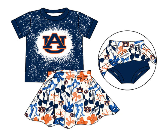 Preorder moq 5 A U bleached top bow skirt girls team outfits 8.26