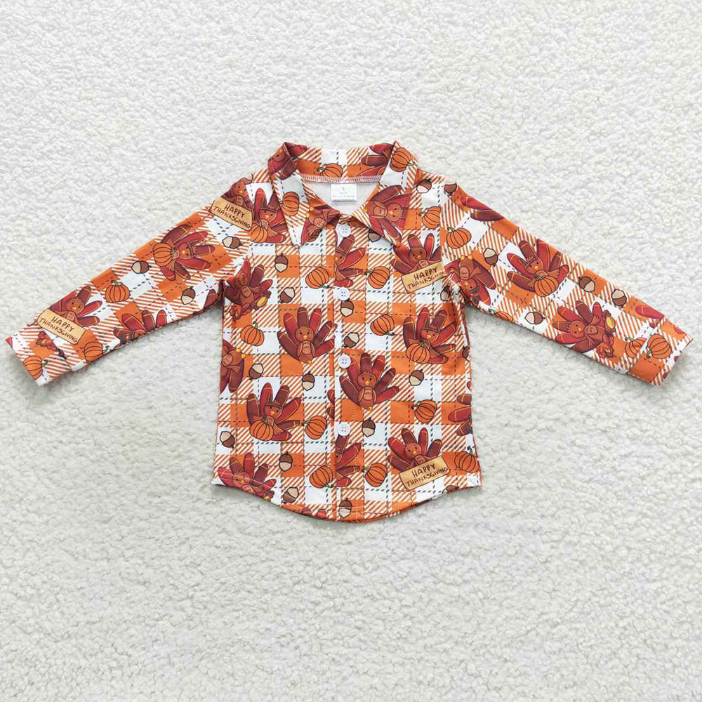Boutique Baby Boys Clothes Turkey Long Sleeve Shirts Pullover Tops BT0255