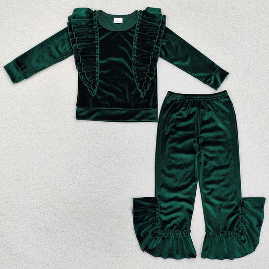 Baby Girls Clothes Ruffles Tee Shirts Top Velvet Bell Pants Clothes Sets GLP2165