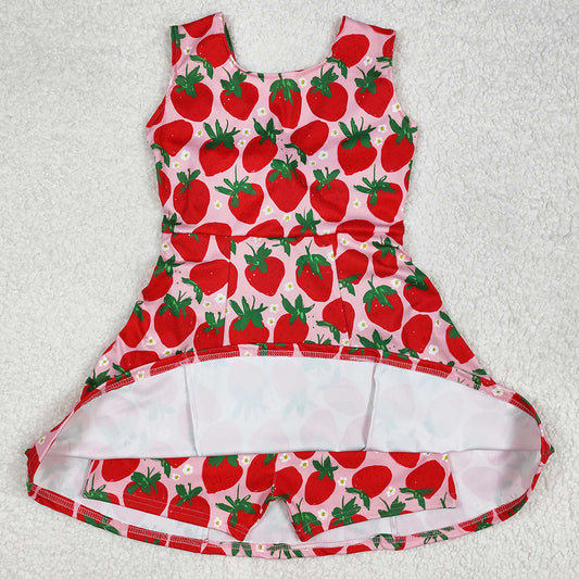 Baby Girls Dress Red Strawberry Sleeveless Knee Length Dresses Swimsuits GSD1843