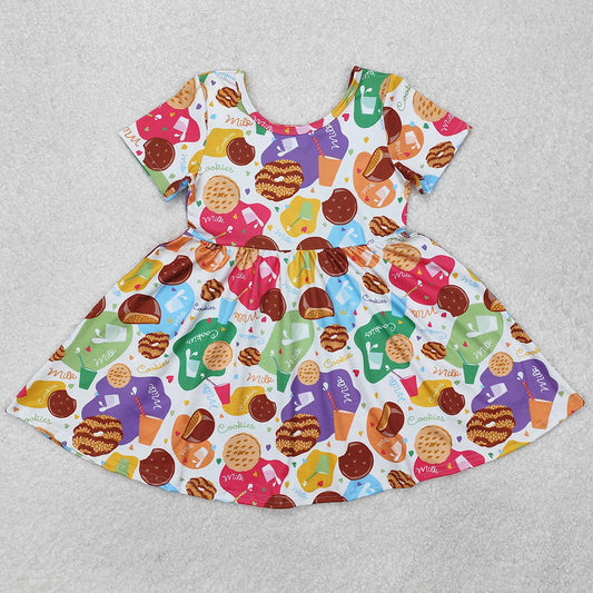 Baby Girls Dress Cookie Short Sleeve Knee Length Dresses GSD1809