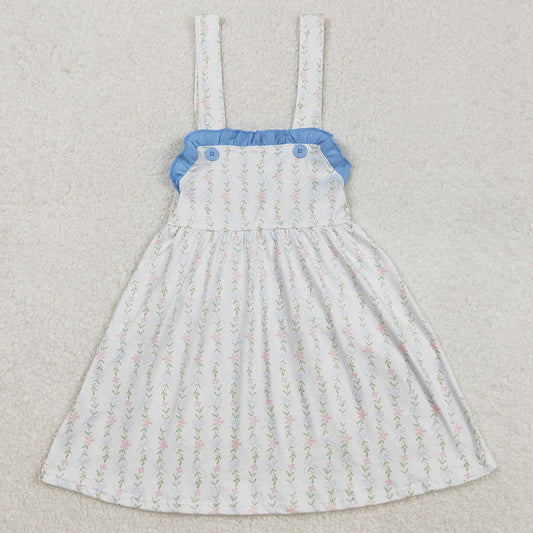 Baby Girls Dress Sleeveless Straps Leaves Ruffle Knee Length Dresses GSD1099