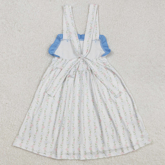 Baby Girls Dress Sleeveless Straps Leaves Ruffle Knee Length Dresses GSD1099