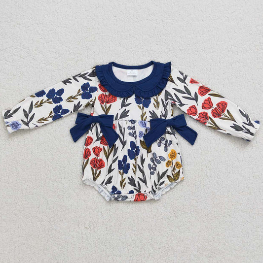 Flower Print Infant Baby Rompers Long Sleeve Fall Jumpsuit LR0697