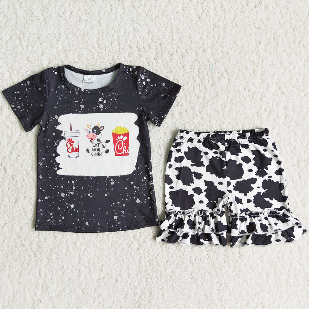 Baby Girls Clothing Outfits Cow Printed Cute Toddler Girl Summer Clothes Set C16-7